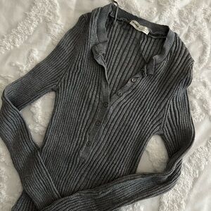 Pull&Bear Charcoal Ribbed Cardigan